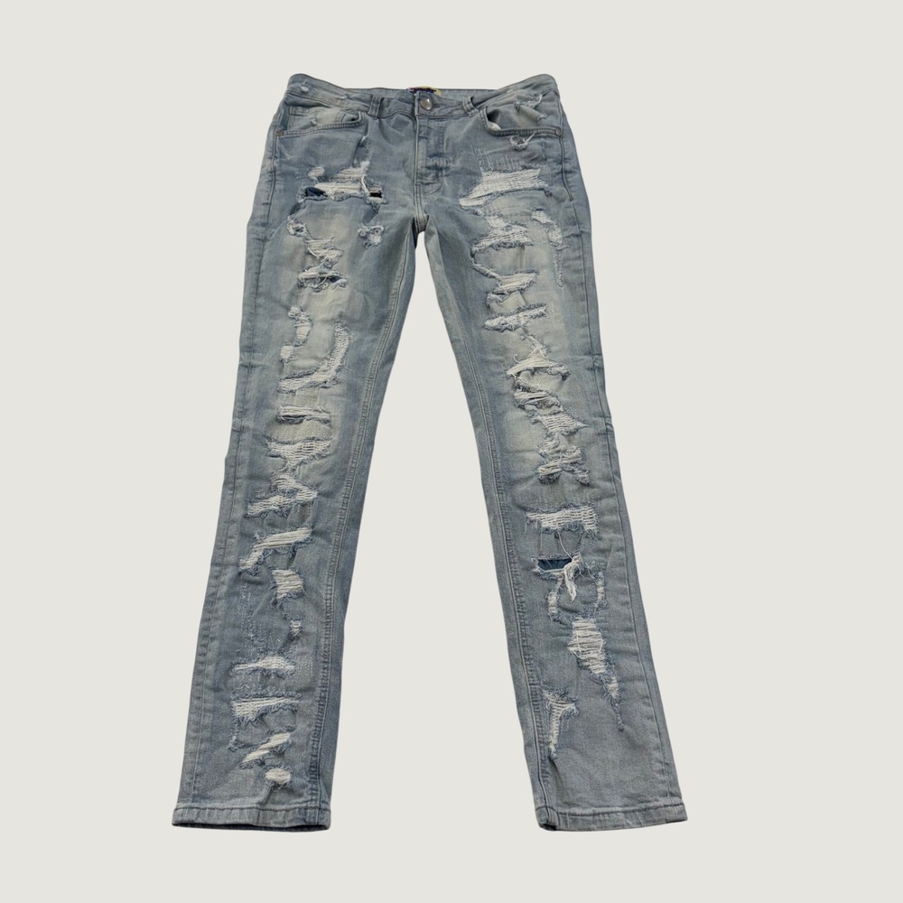 ReHype Jeans Mens 36x32 Light Wash Blue Ripped Distressed Stretch Denim Pants